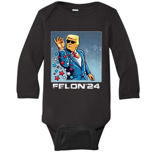 Patriotic Trump Salt Sprinkle Voting For The Felon 2024 Baby Long Sleeve Bodysuit