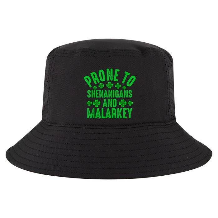 Prone To Shenanigans And Malarkey Irish Shamrock Leprechaun Cool Comfort Performance Bucket Hat