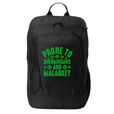 Prone To Shenanigans And Malarkey Irish Shamrock Leprechaun City Backpack