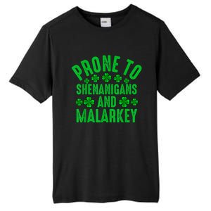 Prone To Shenanigans And Malarkey Irish Shamrock Leprechaun Tall Fusion ChromaSoft Performance T-Shirt