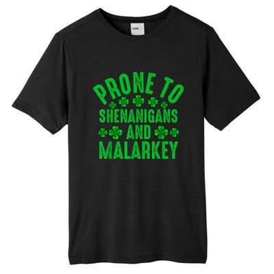 Prone To Shenanigans And Malarkey Irish Shamrock Leprechaun Tall Fusion ChromaSoft Performance T-Shirt