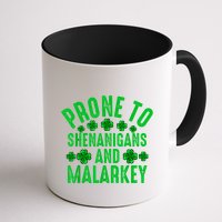 Prone To Shenanigans And Malarkey Irish Shamrock Leprechaun Mug