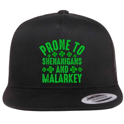 Prone To Shenanigans And Malarkey Irish Shamrock Leprechaun Flatbill Hat