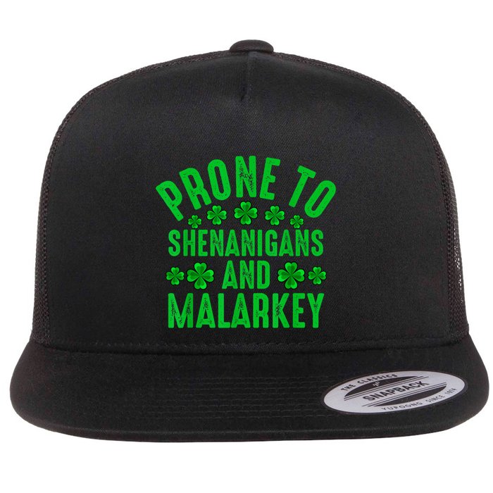 Prone To Shenanigans And Malarkey Irish Shamrock Leprechaun Flatbill Hat