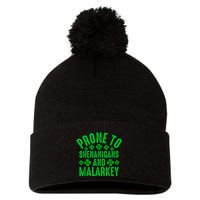Prone To Shenanigans And Malarkey Irish Shamrock Leprechaun Pom Pom 12in Knit Beanie
