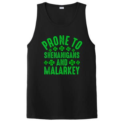 Prone To Shenanigans And Malarkey Irish Shamrock Leprechaun PosiCharge Competitor Tank