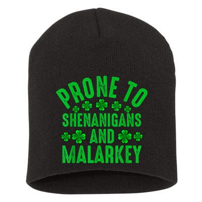 Prone To Shenanigans And Malarkey Irish Shamrock Leprechaun Short Acrylic Beanie