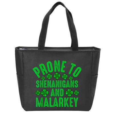 Prone To Shenanigans And Malarkey Irish Shamrock Leprechaun Zip Tote Bag