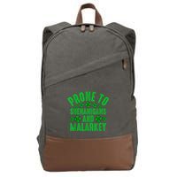 Prone To Shenanigans And Malarkey Irish Shamrock Leprechaun Cotton Canvas Backpack