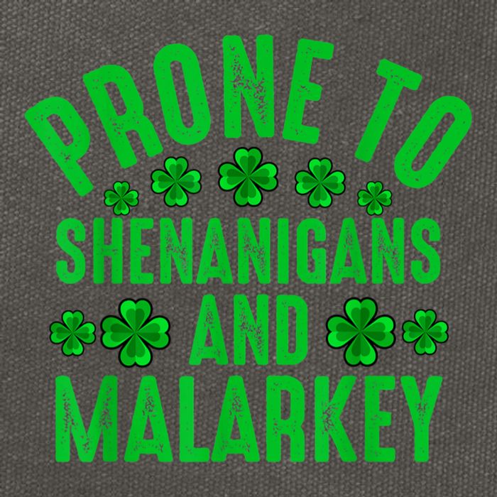 Prone To Shenanigans And Malarkey Irish Shamrock Leprechaun Cotton Canvas Backpack
