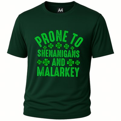 Prone To Shenanigans And Malarkey Irish Shamrock Leprechaun Performance Shirt