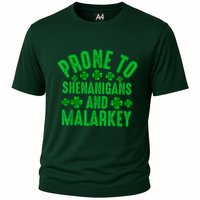Prone To Shenanigans And Malarkey Irish Shamrock Leprechaun Performance Shirt