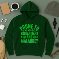 Prone To Shenanigans And Malarkey Irish Shamrock Leprechaun Hoodie