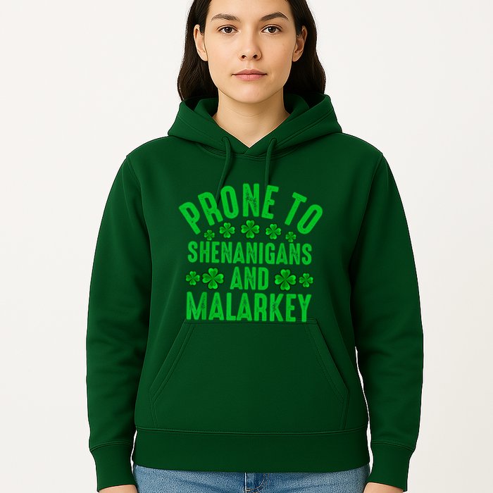 Prone To Shenanigans And Malarkey Irish Shamrock Leprechaun Hoodie