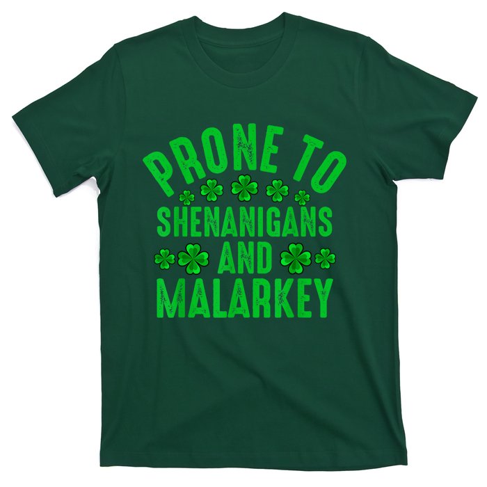 Prone To Shenanigans And Malarkey Irish Shamrock Leprechaun T-Shirt