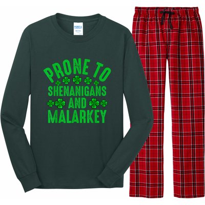 Prone To Shenanigans And Malarkey Irish Shamrock Leprechaun Long Sleeve Pajama Set