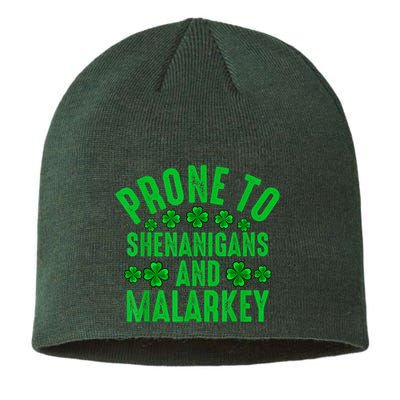 Prone To Shenanigans And Malarkey Irish Shamrock Leprechaun Sustainable Beanie