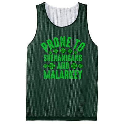 Prone To Shenanigans And Malarkey Irish Shamrock Leprechaun Mesh Reversible Basketball Jersey Tank