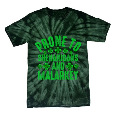 Prone To Shenanigans And Malarkey Irish Shamrock Leprechaun Tie-Dye T-Shirt