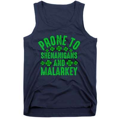 Prone To Shenanigans And Malarkey Irish Shamrock Leprechaun Tank Top