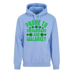 Prone To Shenanigans And Malarkey Irish Shamrock Leprechaun Unisex Surf Hoodie