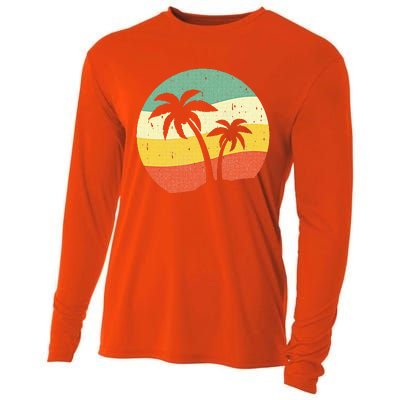 Palm Tree Summer Sunshine Summer Vacation Cooling Performance Long Sleeve Crew