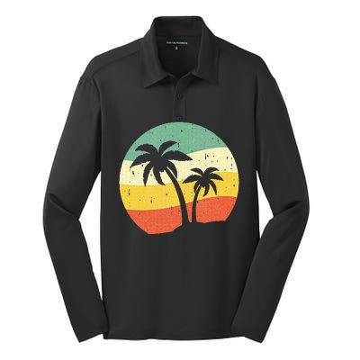 Palm Tree Summer Sunshine Summer Vacation Silk Touch Performance Long Sleeve Polo