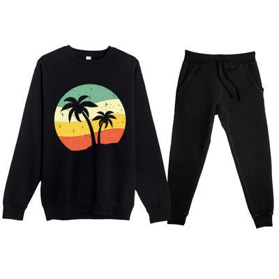 Palm Tree Summer Sunshine Summer Vacation Premium Crewneck Sweatsuit Set