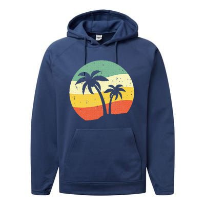 Palm Tree Summer Sunshine Summer Vacation Performance Fleece Hoodie