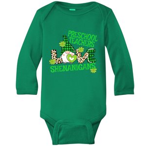 Preschool Teacher St Patricks Day PreK Shenanigans LOVE Baby Long Sleeve Bodysuit