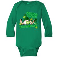 Preschool Teacher St Patricks Day PreK Shenanigans LOVE Baby Long Sleeve Bodysuit