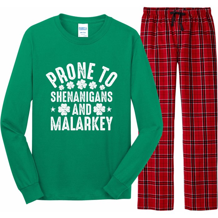 Prone To Shenanigans And Malarkey St Patricks Day Long Sleeve Pajama Set