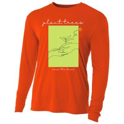 Plant Trees Save The Bees: Environt/nature Conservation Gift Cooling Performance Long Sleeve Crew