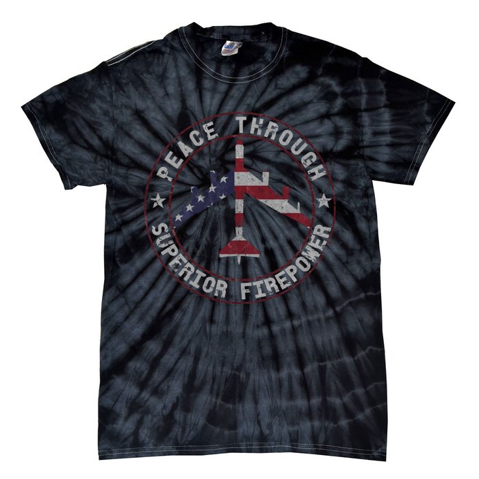 Peace Through Superior Firepower B 52 Stratofortress Design Tie-Dye T-Shirt