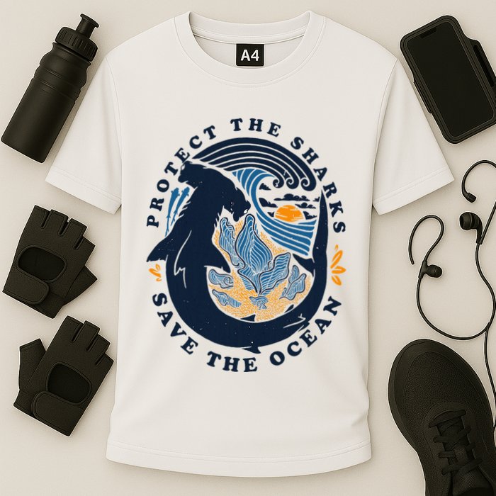 Protect The Shark Save The Ocean Save Ocean Cooling Performance Crew T-Shirt
