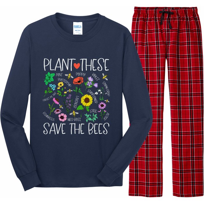 Plant These Save Bees Wildflower Earth Day Support Bee Lover Long Sleeve Pajama Set