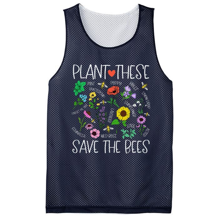 Plant These Save Bees Wildflower Earth Day Support Bee Lover Mesh Reversible Basketball Jersey Tank