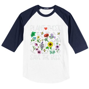 Plant These Save Bees Wildflower Earth Day Support Bee Lover Baseball Sleeve Shirt