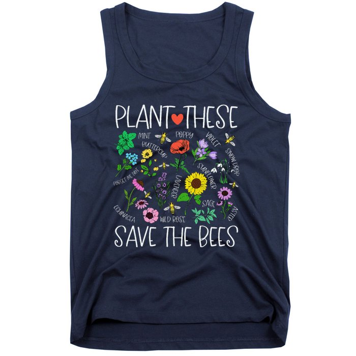 Plant These Save Bees Wildflower Earth Day Support Bee Lover Tank Top