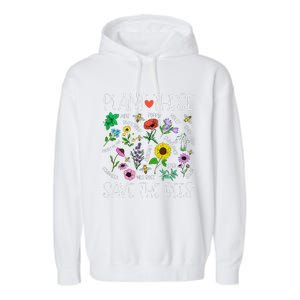 Plant These Save Bees Wildflower Earth Day Support Bee Lover Garment-Dyed Fleece Hoodie