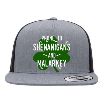 Prone To Shenanigans Funny St Patricks Flat Bill Trucker Hat