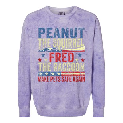 Peanut The Squirrel & Fred The Raccoon Make Pets Safe Again Colorblast Crewneck Sweatshirt