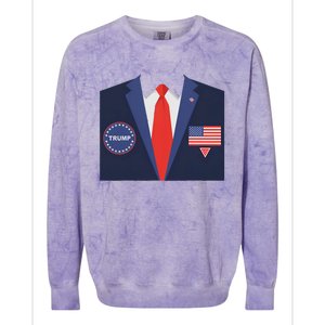 President Trump Suit Halloween Lazy Costume Flag Colorblast Crewneck Sweatshirt