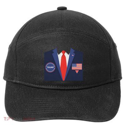 President Trump Suit Halloween Lazy Costume Flag 7-Panel Snapback Hat