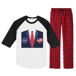 President Trump Suit Halloween Lazy Costume Flag Raglan Sleeve Pajama Set