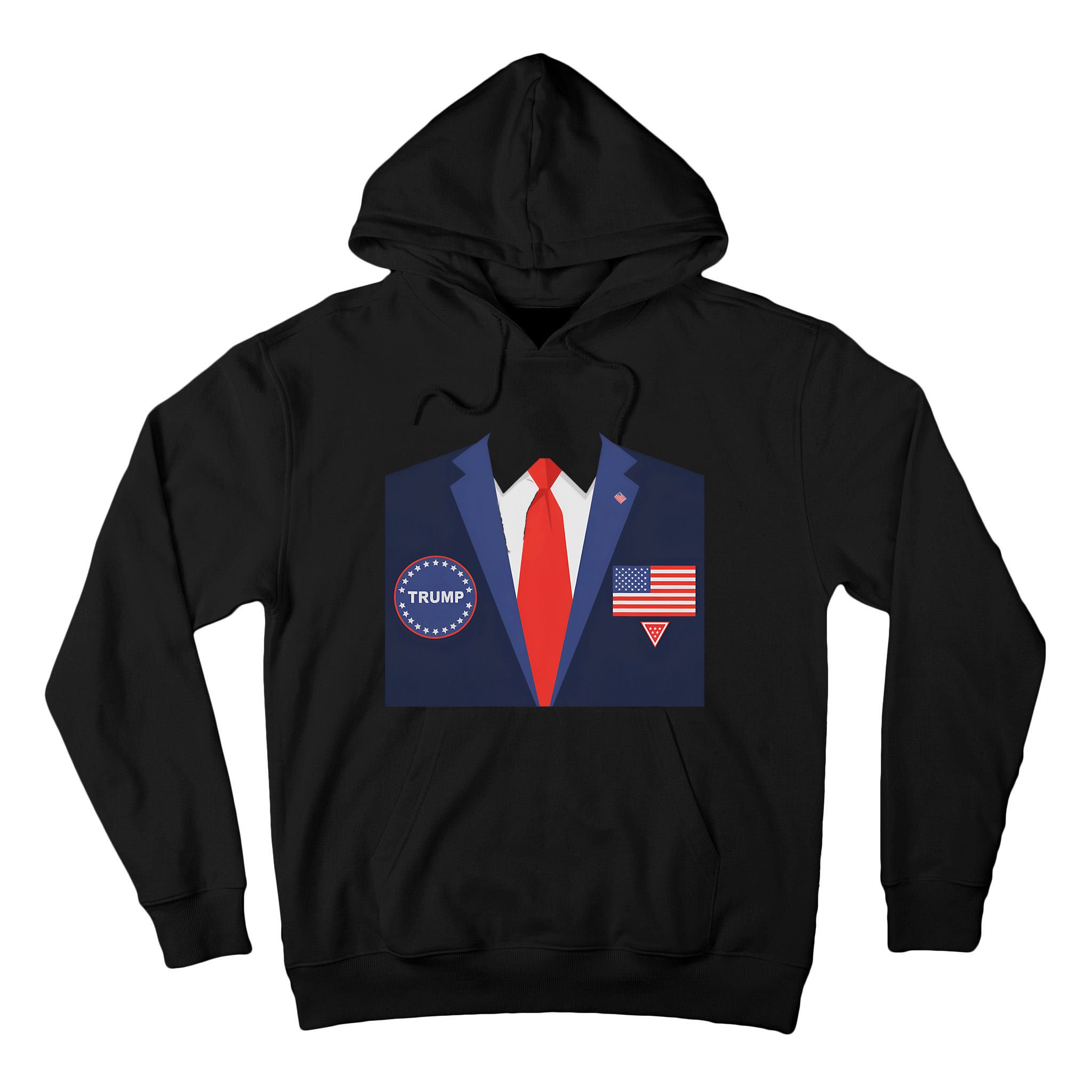 President Trump Suit Halloween Lazy Costume Flag Tall Hoodie