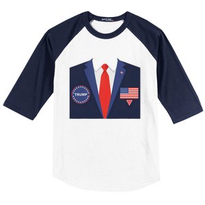 President Trump Suit Halloween Lazy Costume Flag Baseball Sleeve Shirt