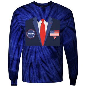 President Trump Suit Halloween Lazy Costume Flag Tie-Dye Long Sleeve Shirt