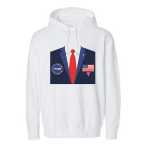 President Trump Suit Halloween Lazy Costume Flag Garment-Dyed Fleece Hoodie