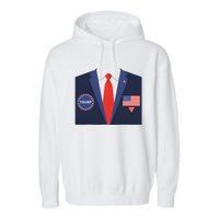 President Trump Suit Halloween Lazy Costume Flag Garment-Dyed Fleece Hoodie